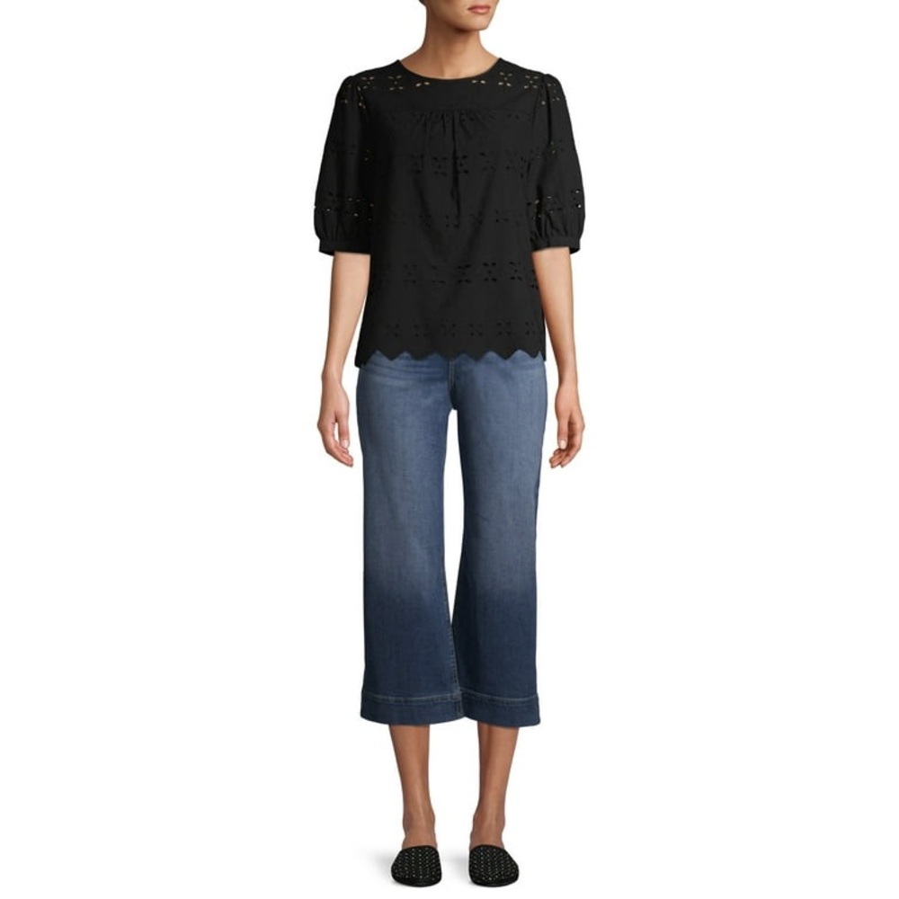 Time and Tru Black Eyelet Top - Picture 3 of 12